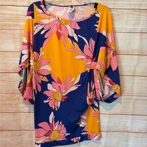 Trina Turk Pink and Yellow Floral Tunic Dress